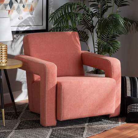 BAXTON STUDIO Madian Modern & Contemporary Light Red Fabric Upholstered Armchair 204-12581